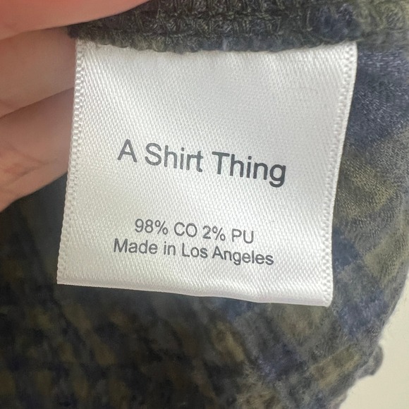 A Shirt Thing Penelope Gingham Blue Green Check Blouse Top Ruffle Collar - Picture 4 of 7